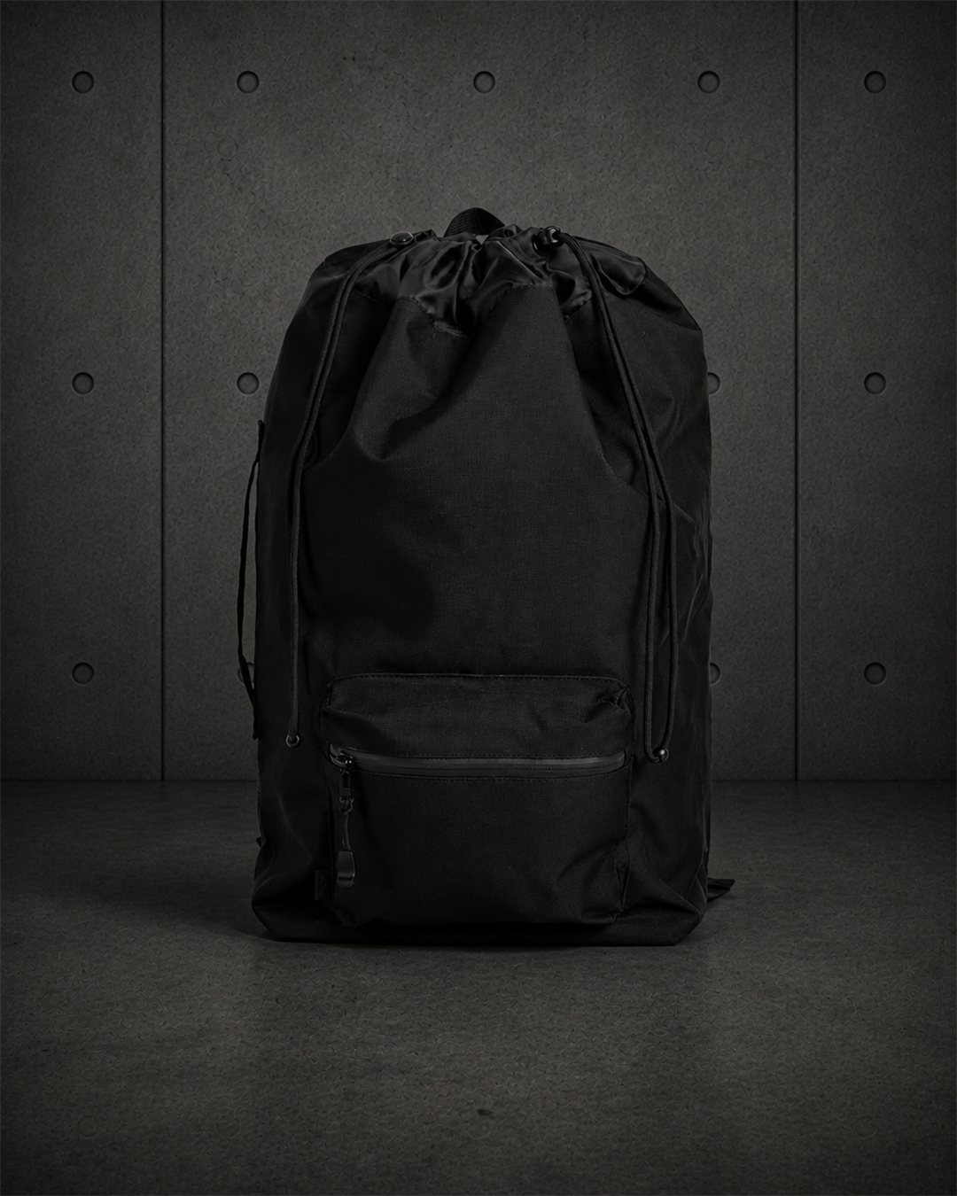 Recycled Rucksack 1028 blank product on dark industrial concrete background