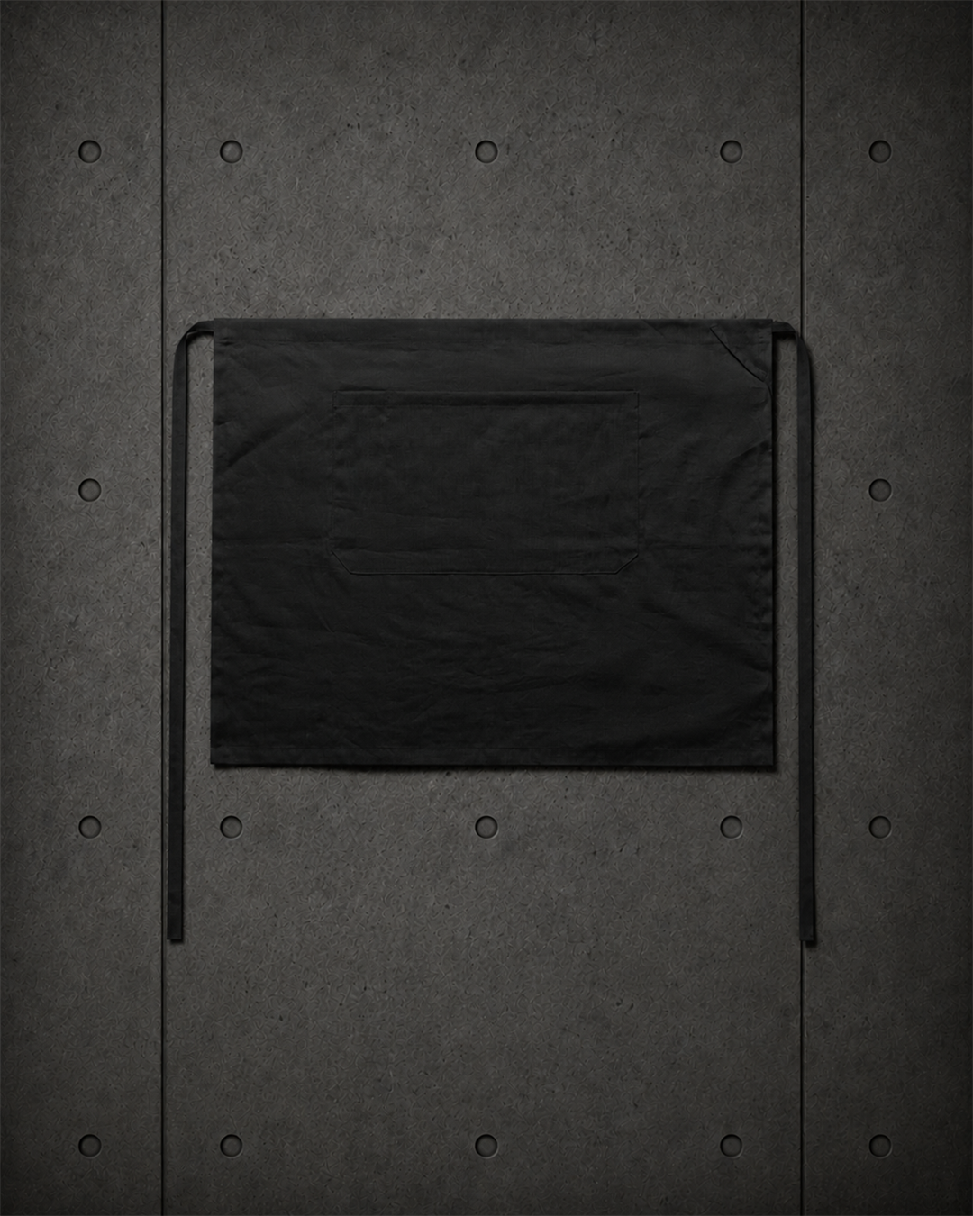 Linen Half Apron 1087 blank product on dark industrial concrete background