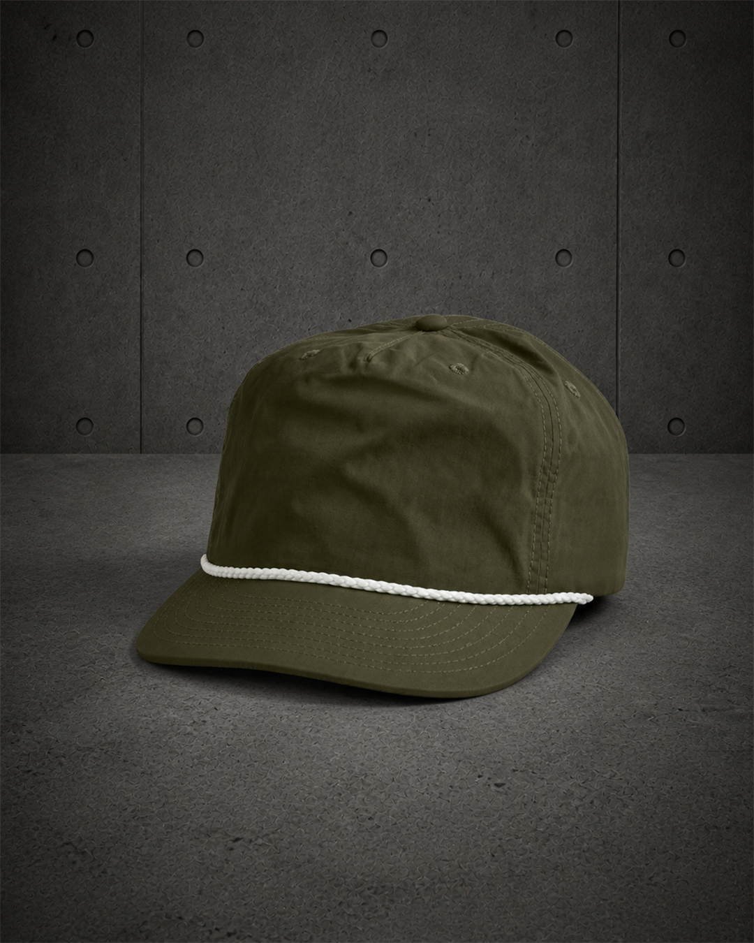 Surf Rope Cap 1123 blank product on dark industrial concrete background