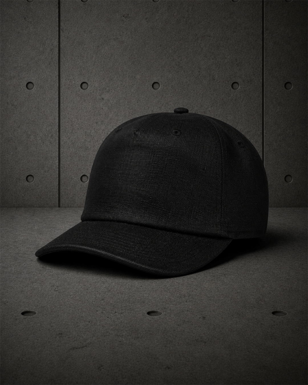 Class Linen Cap 1158 blank product on dark industrial concrete background
