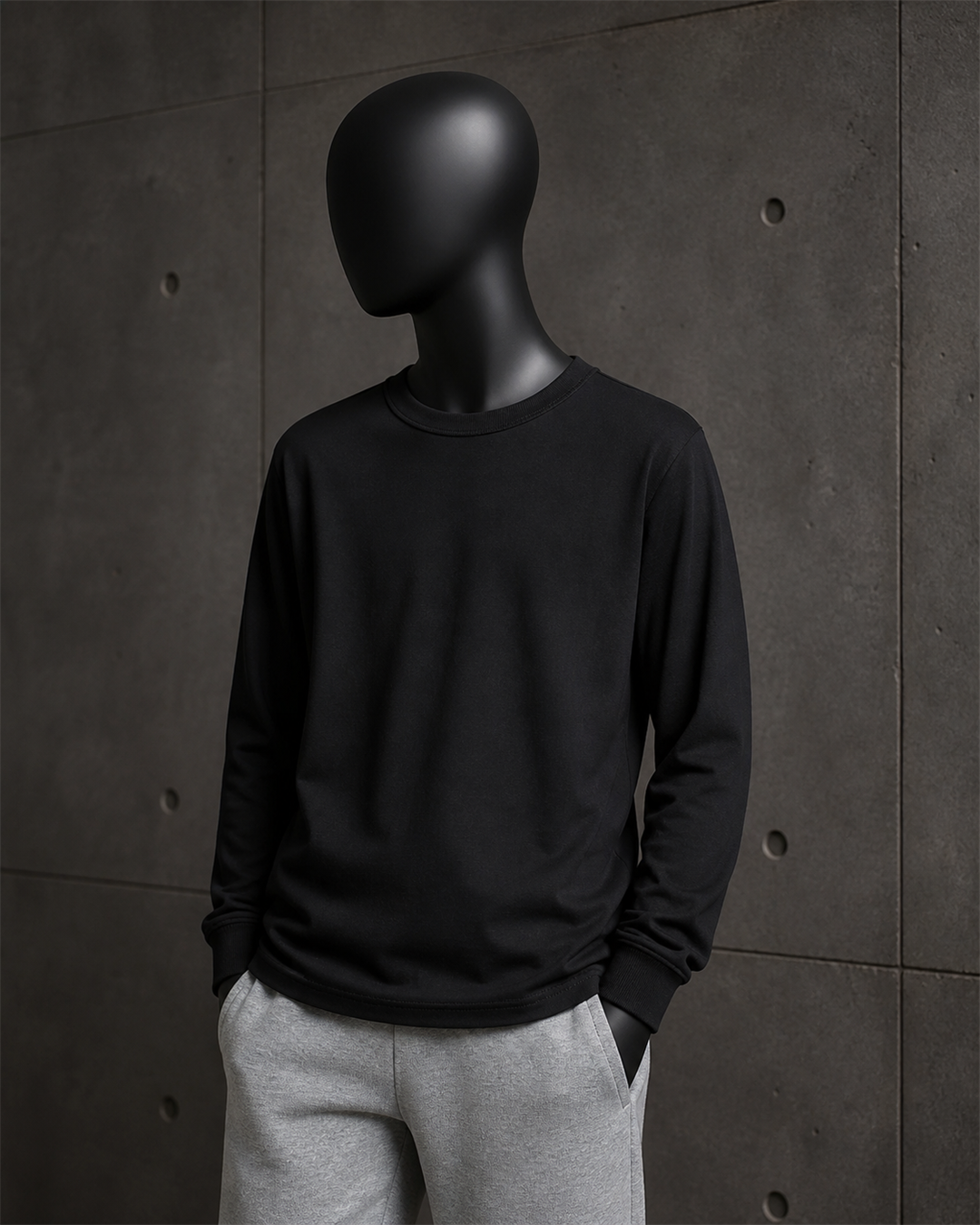 Youth Classic L/S Tee 3063 blank product on dark industrial concrete background