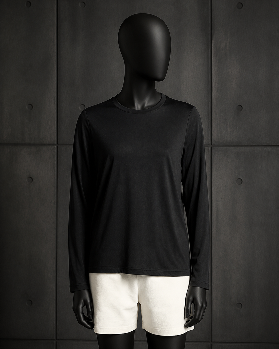 Wo's Maple Active L/S Tee 4020A blank product on dark industrial concrete background