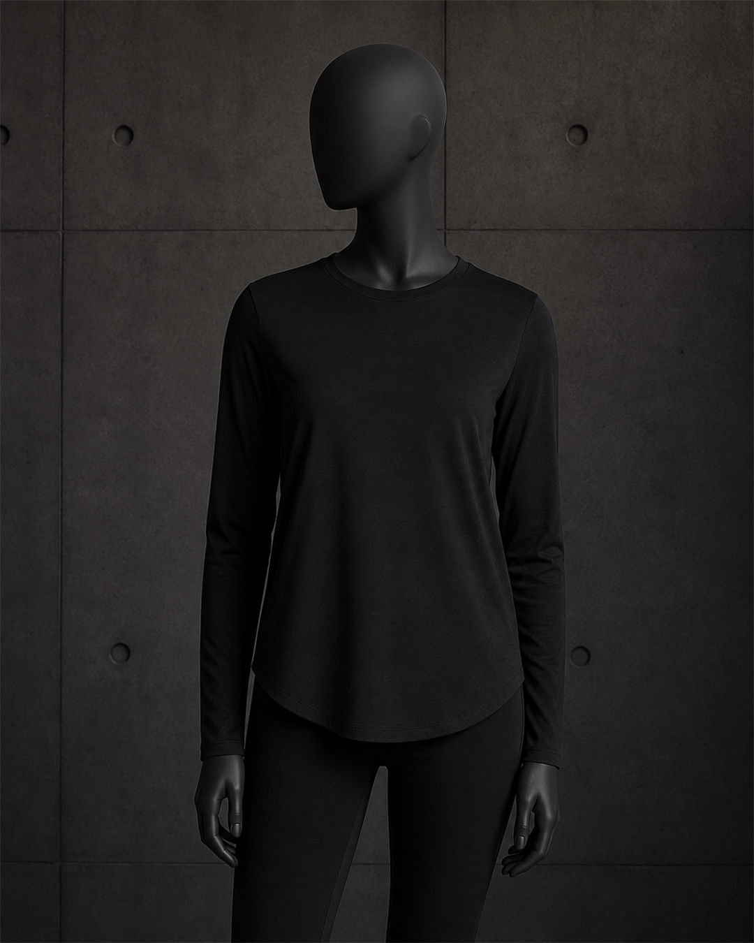 Wo's Maple Curve L/S Tee 4021 blank product on dark industrial concrete background