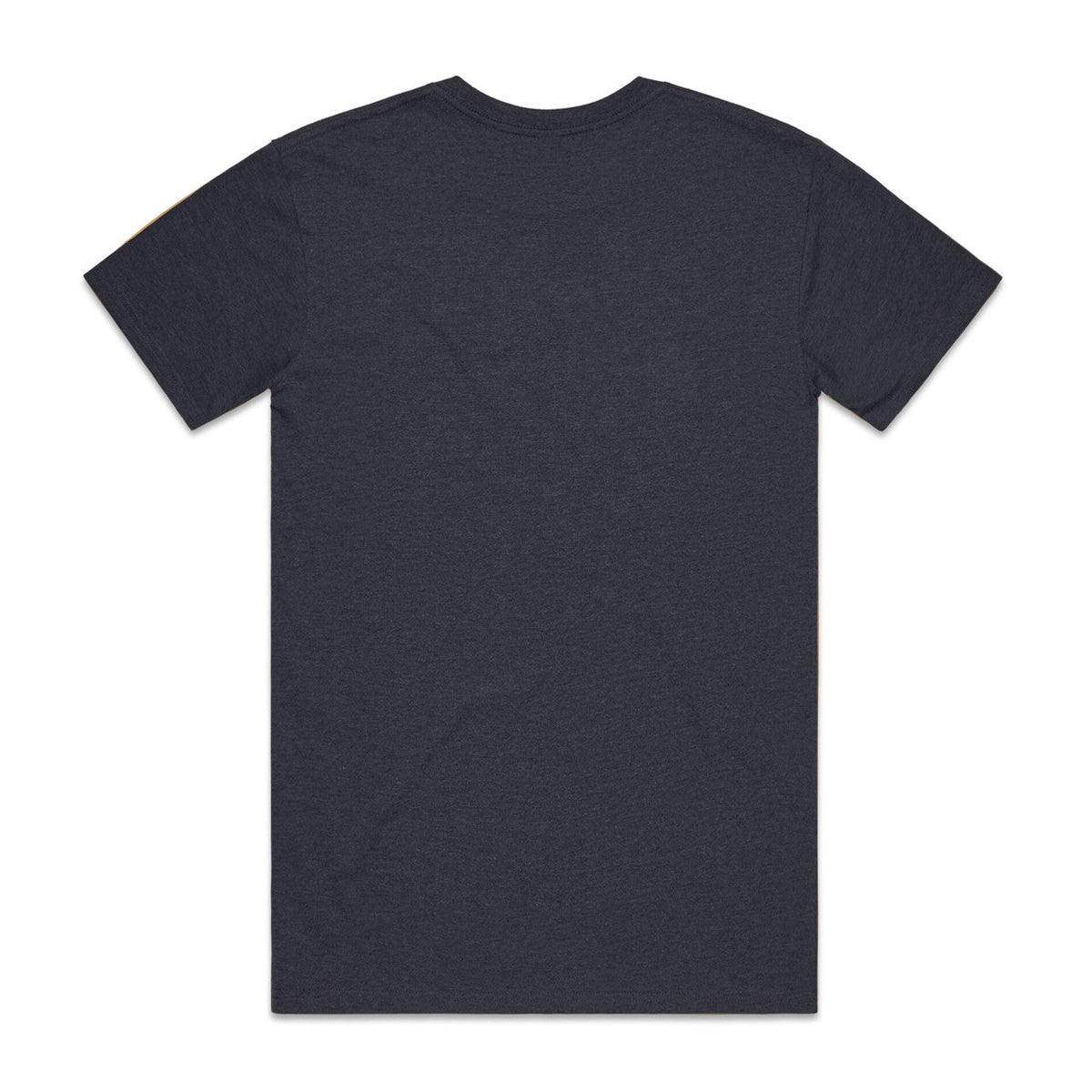 Navy blue crew neck t-shirt with short sleeves and a simple design.