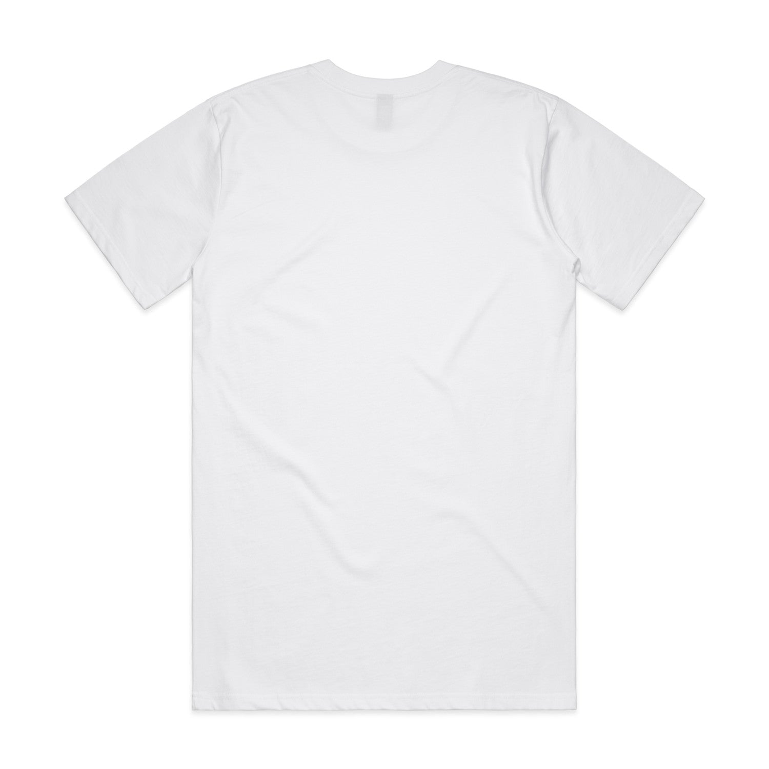 Plain white crewneck short-sleeve t-shirt.