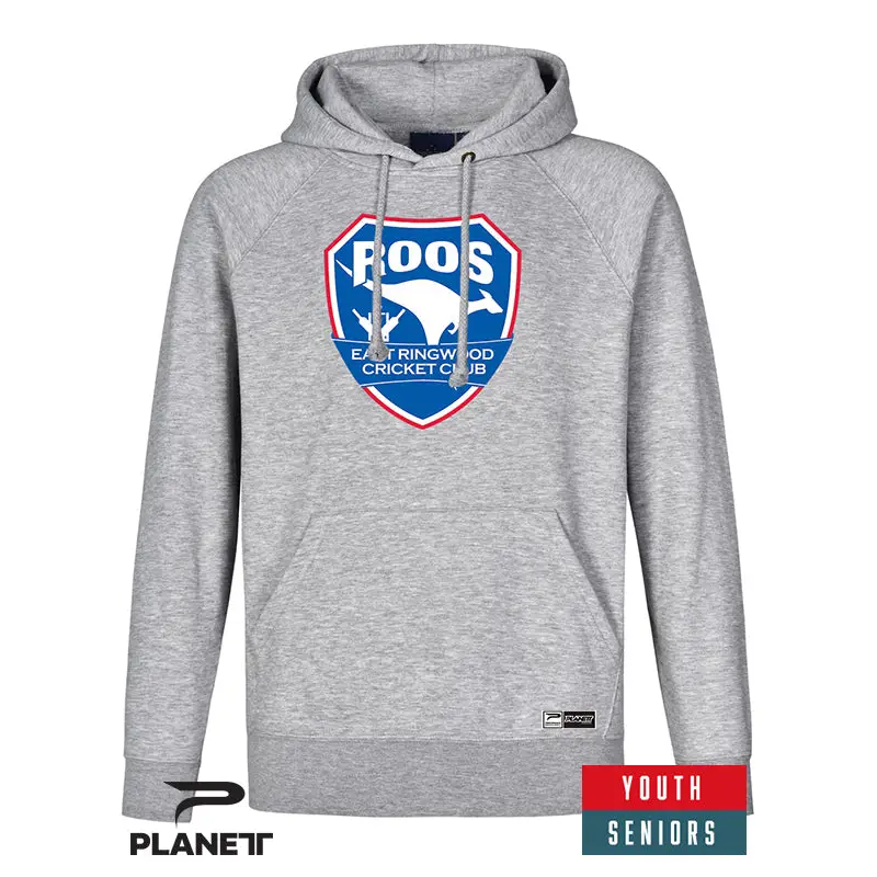 Gray hooded sweatshirt.