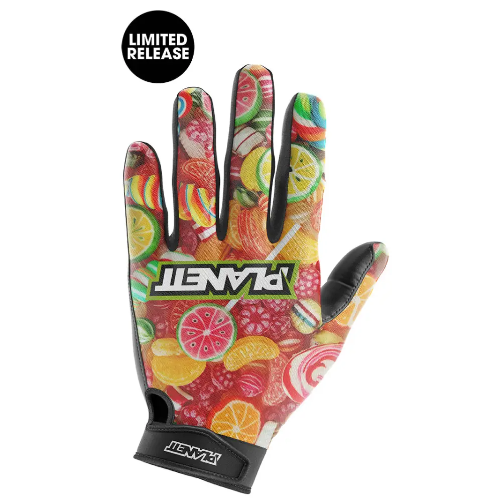 Candy-themed paintball glove.