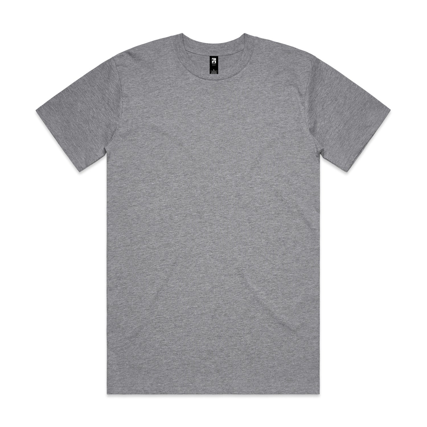 Heather gray crew neck t-shirt with a subtle texture and soft feel.