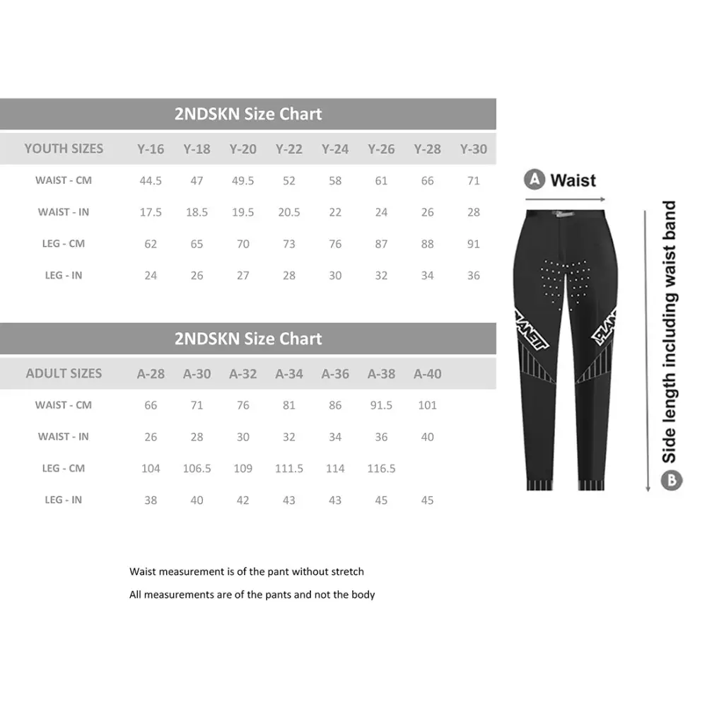 Pants size chart.