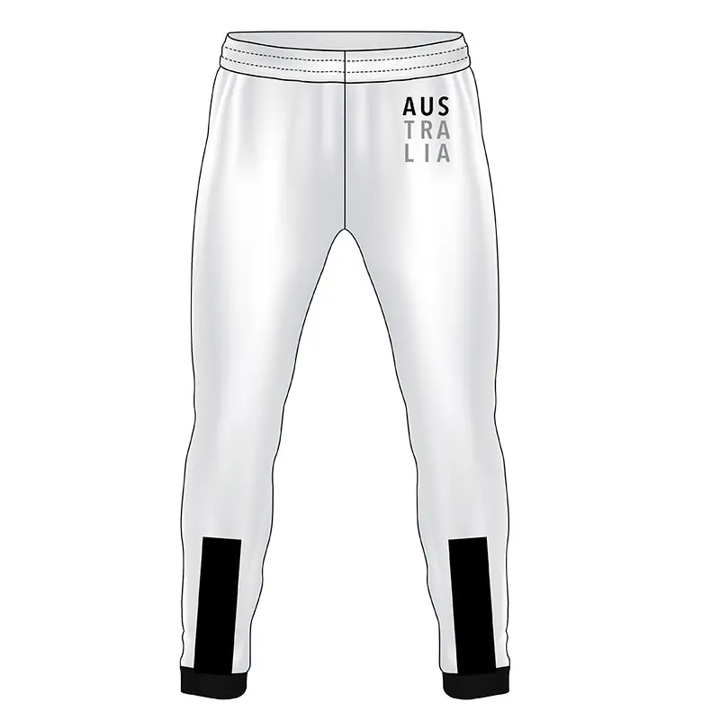 White athletic pants with black accents.