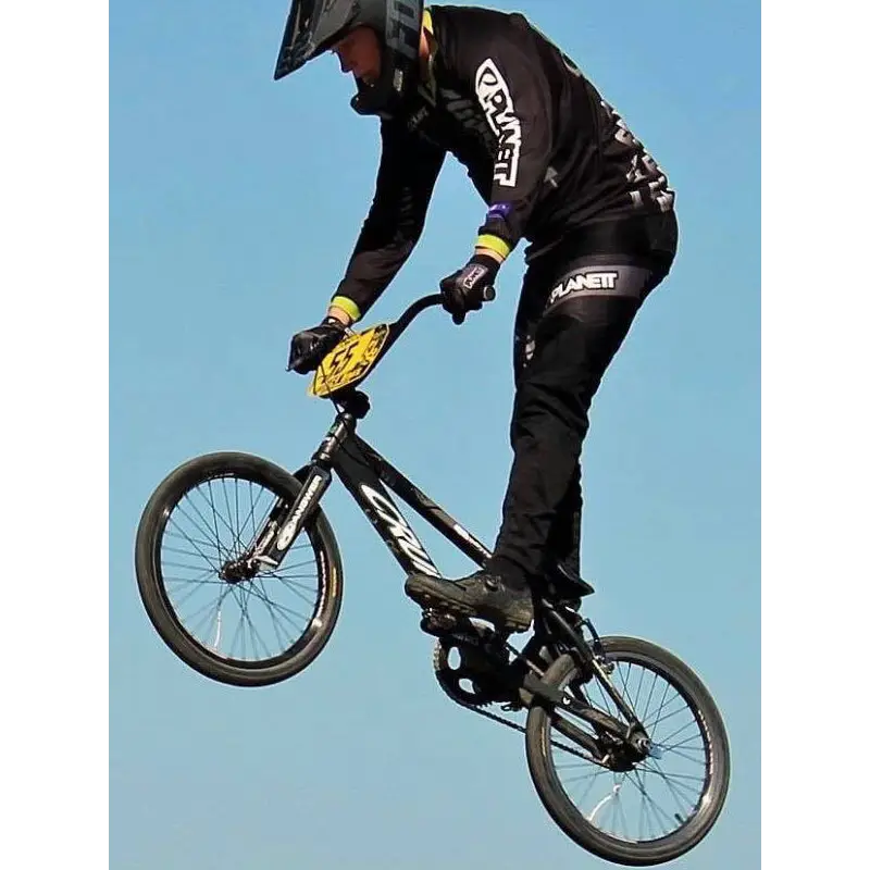 BMX rider mid-air.