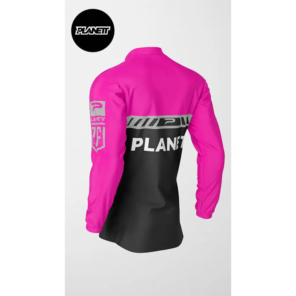 Pink and black jacket.