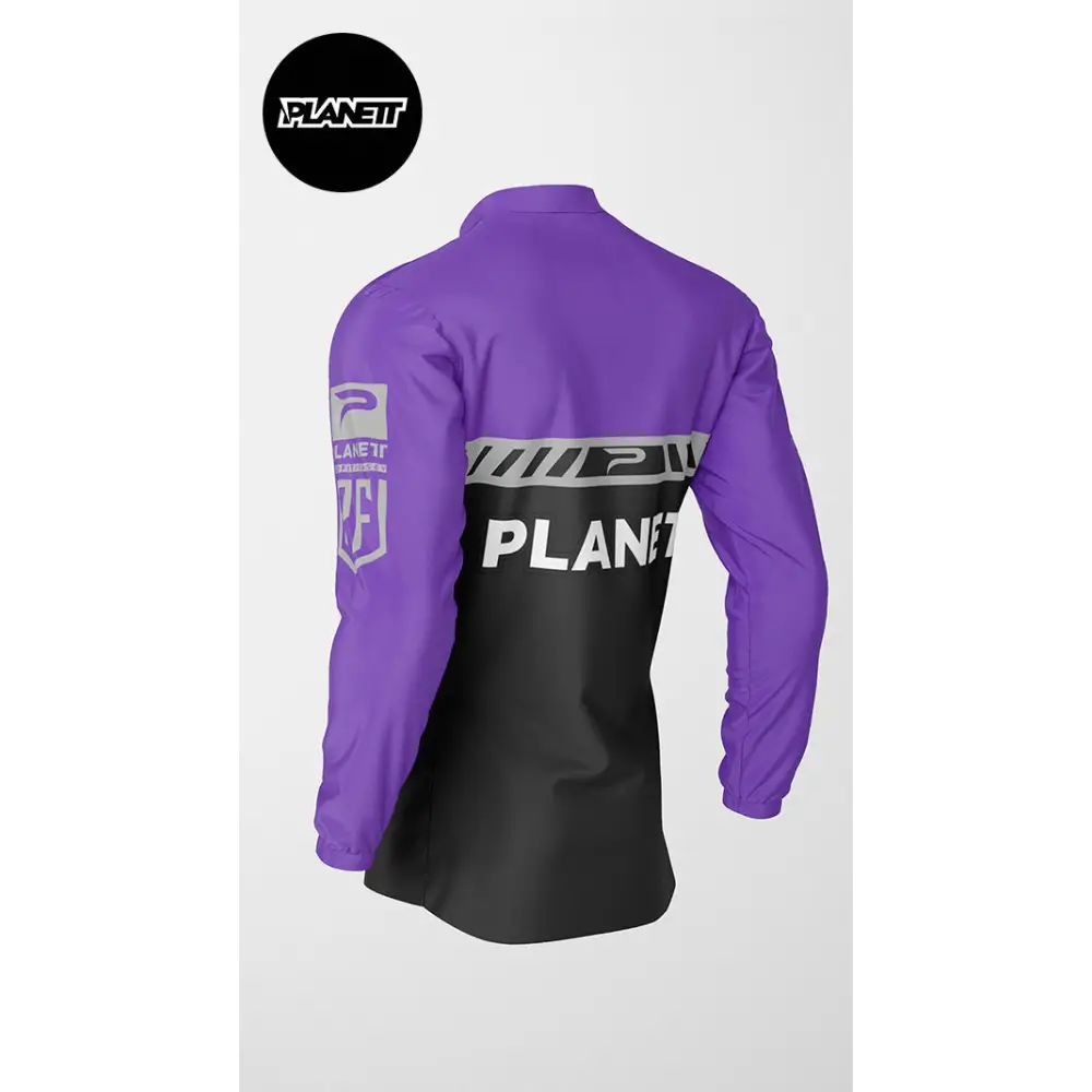 Purple and black jacket.