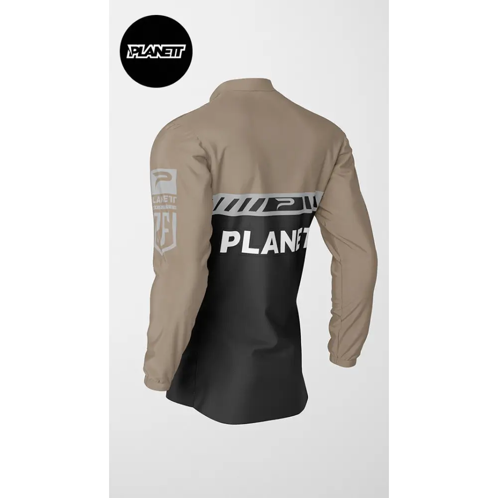 Tan and black jacket.