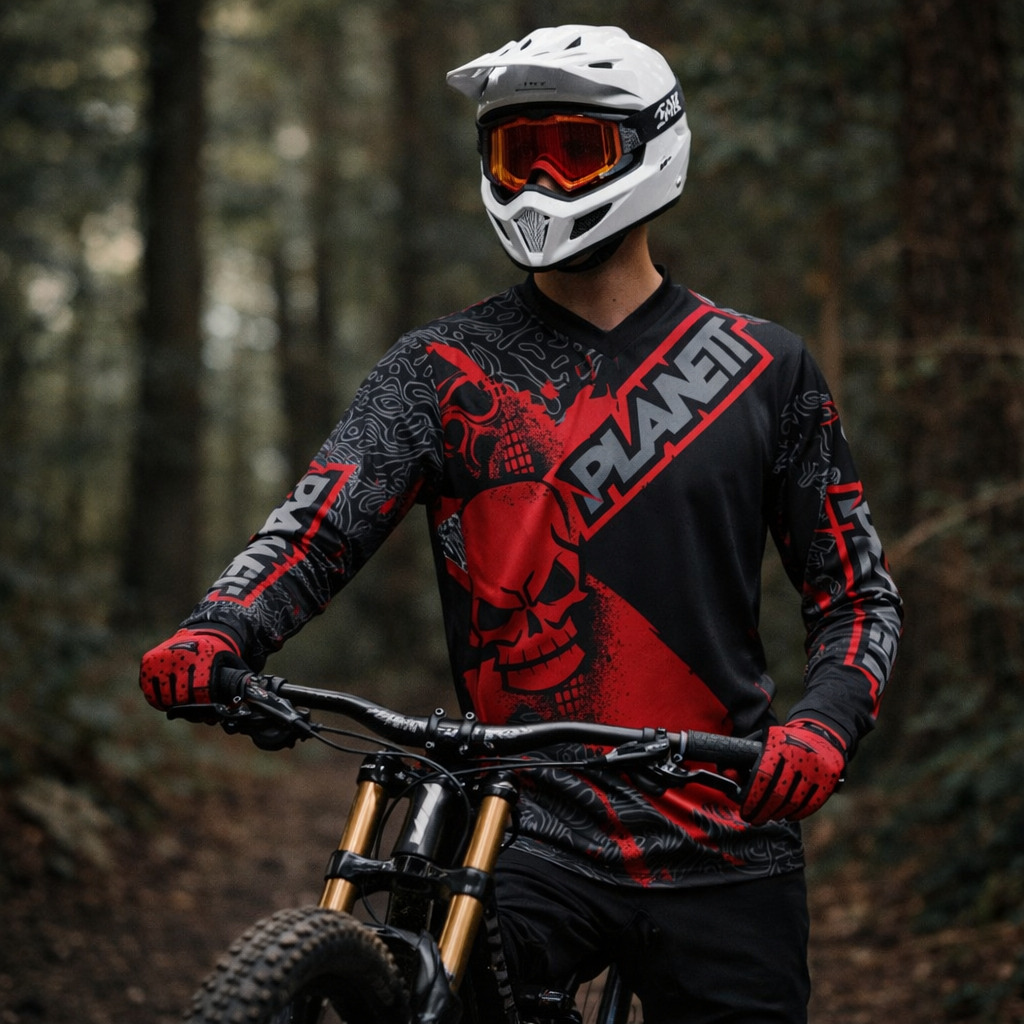 White helmet with orange-tinted goggles and black strap, featuring a sleek aerodynamic design.