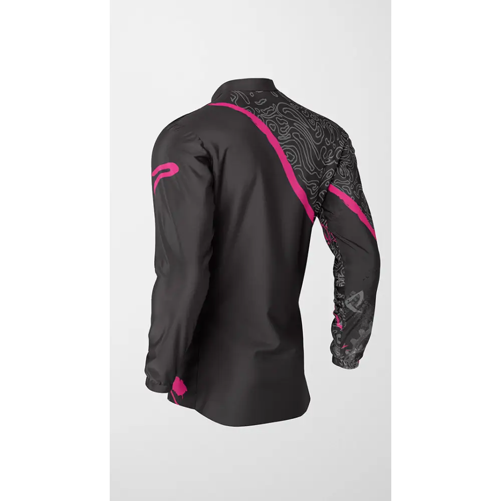 Black and pink patterned jacket.