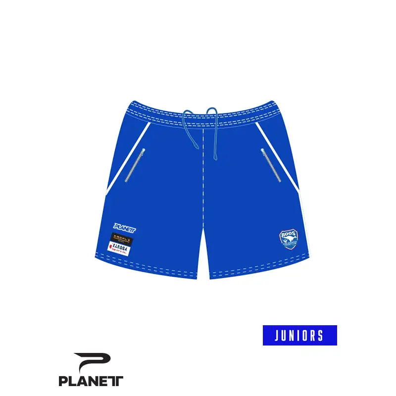 Blue athletic shorts.