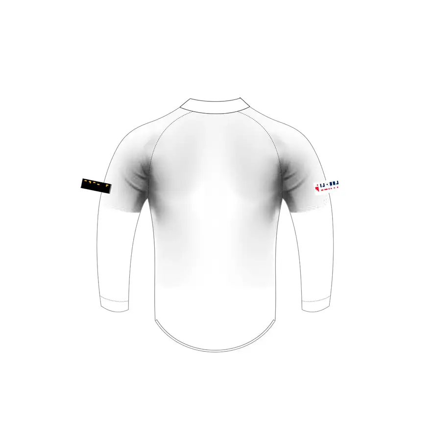 White long-sleeved shirt.