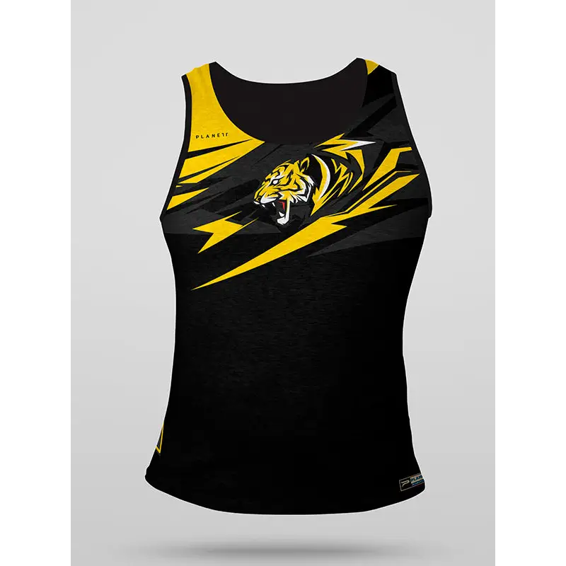 Black and yellow tiger-themed tank top.