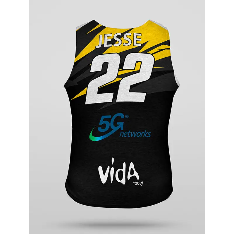 Black and yellow sports jersey.