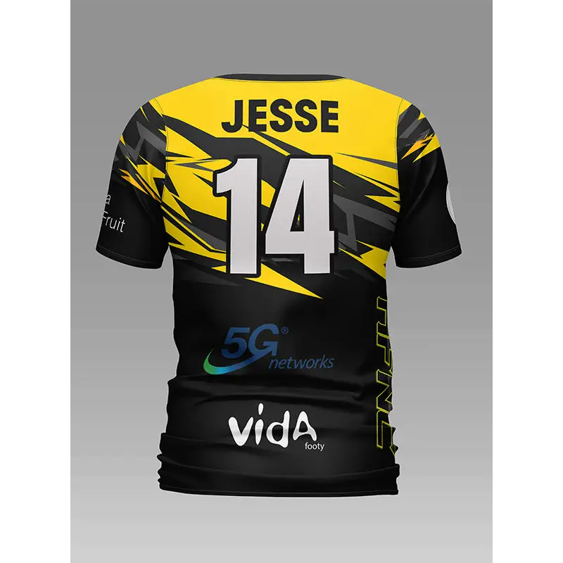 Black and yellow sports jersey.
