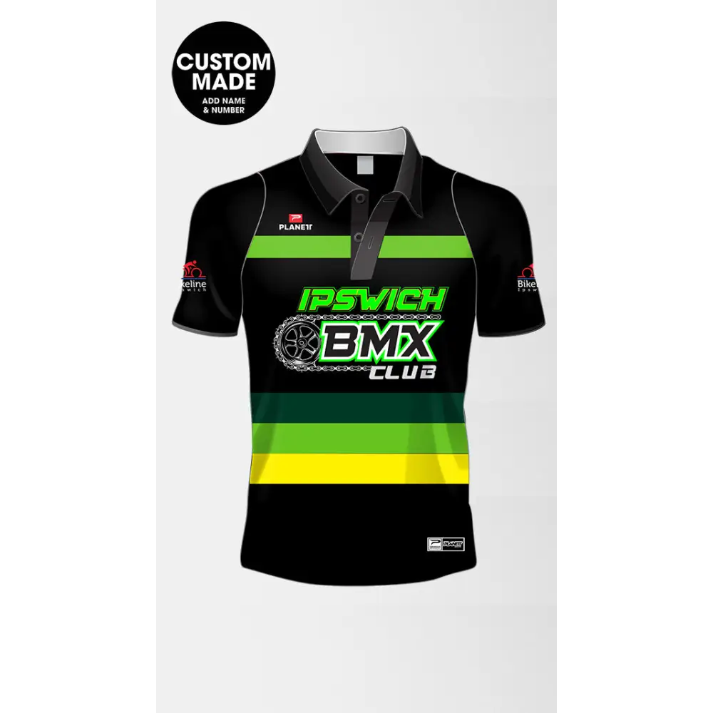Ipswich BMX Club polo shirt.