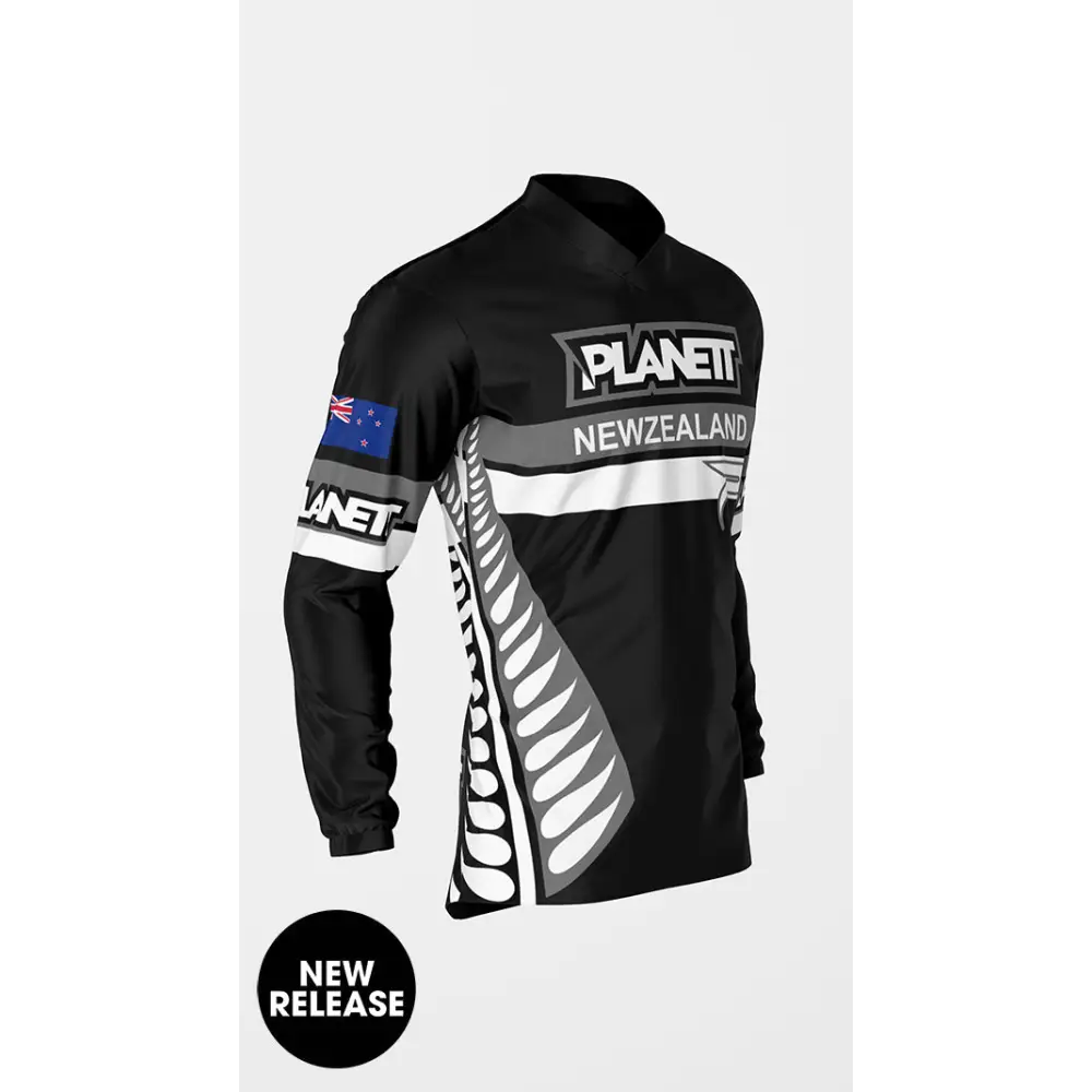 Black and gray long-sleeved jersey.