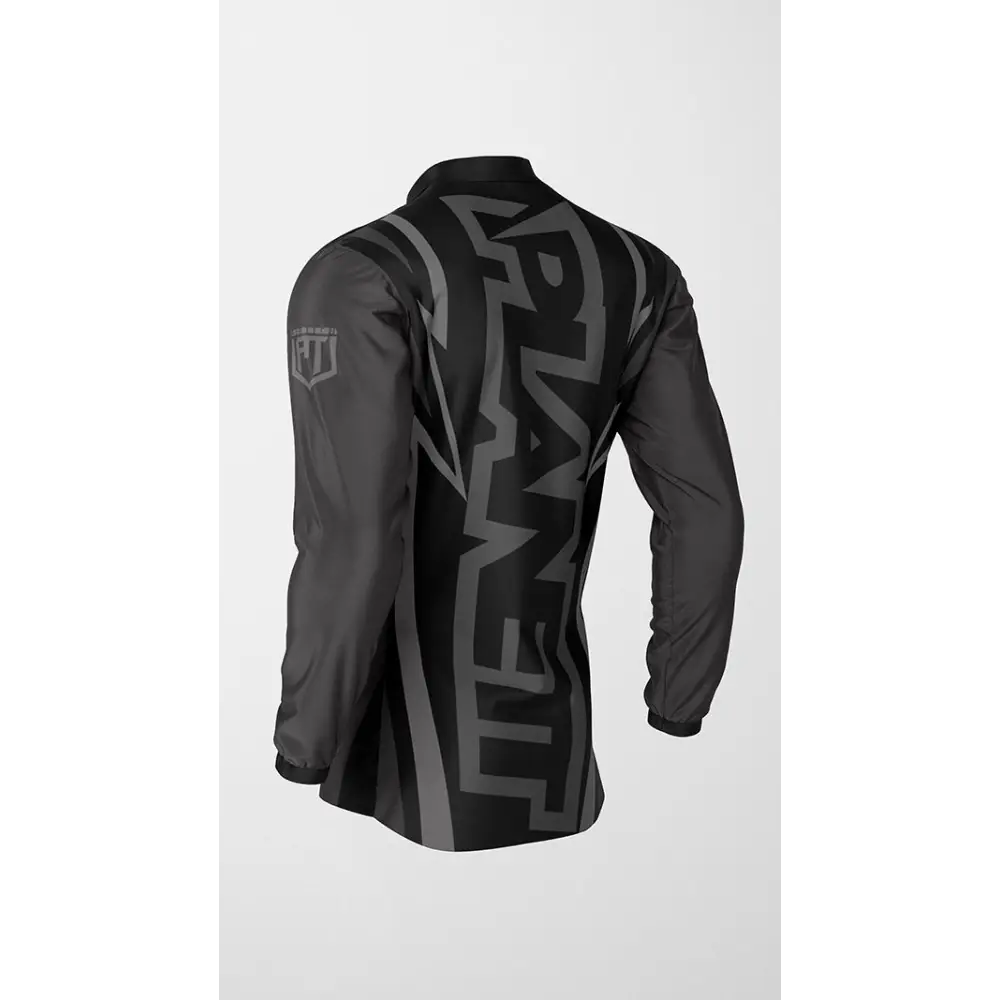 Black and gray long-sleeved shirt.