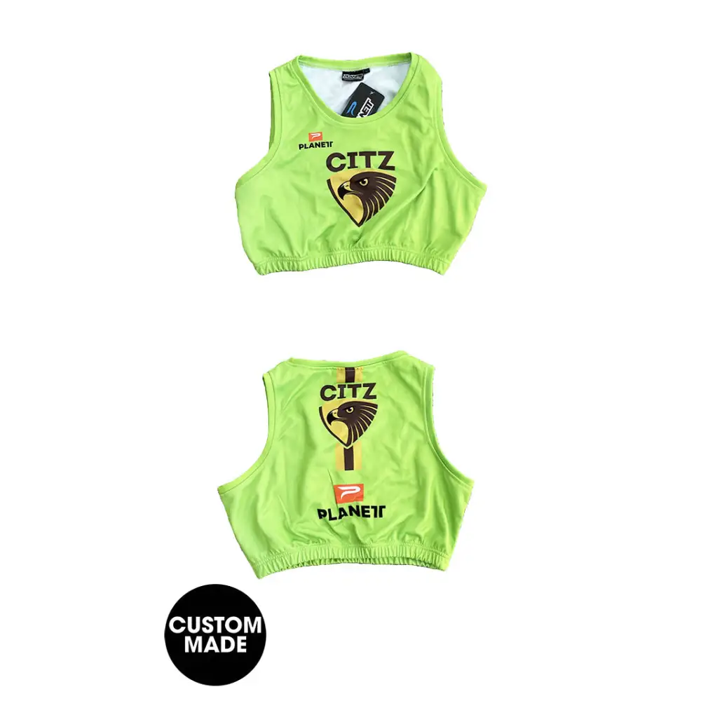 Green athletic crop top.