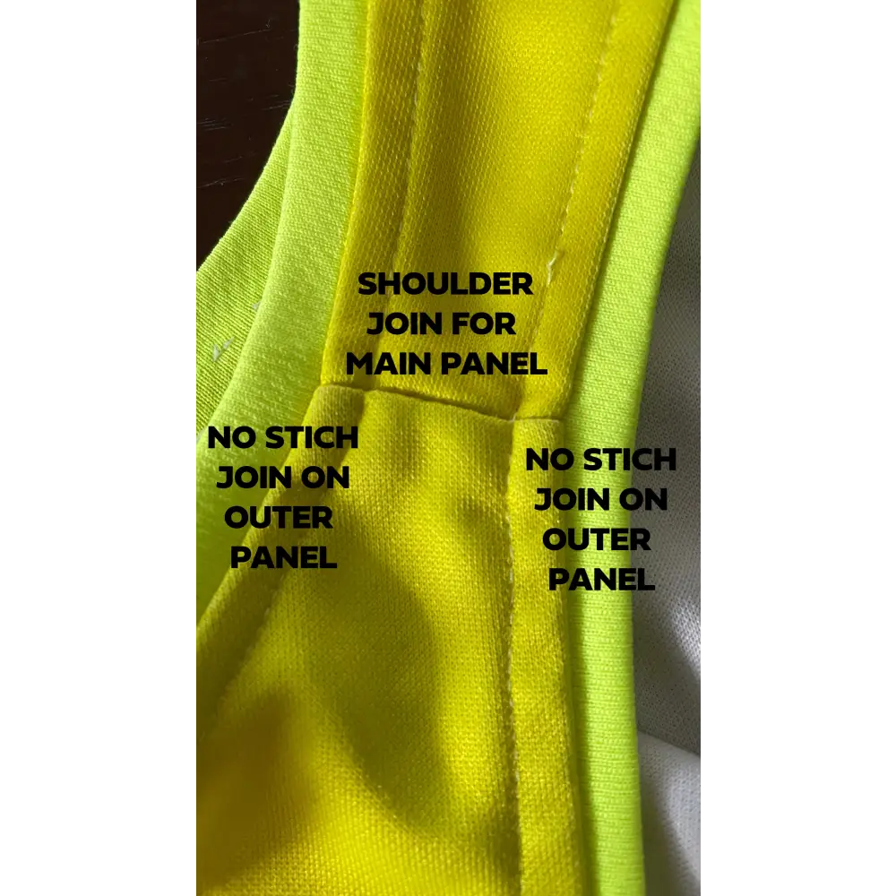 Neon yellow garment construction detail.