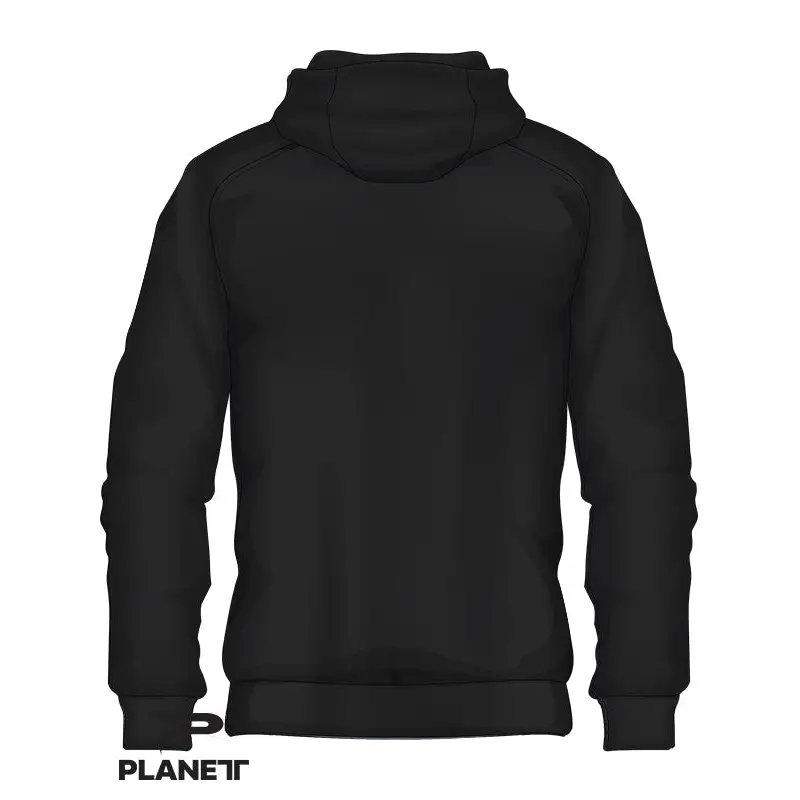Black hooded sweatshirt.