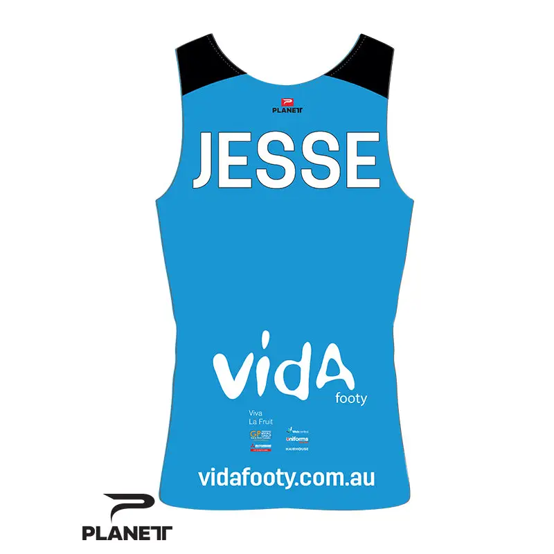 Blue and black athletic jersey.