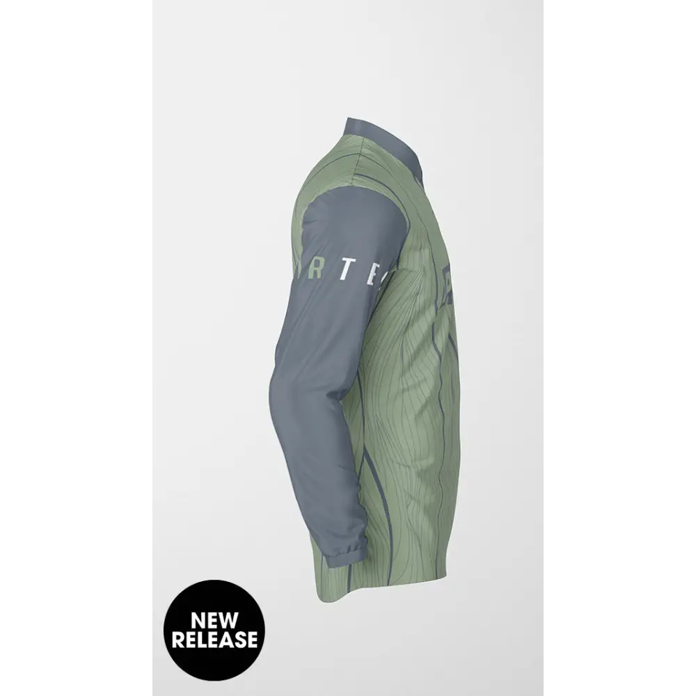 Green and gray jacket.