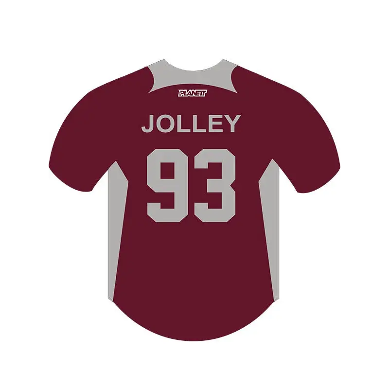 Maroon and gray sports jersey.