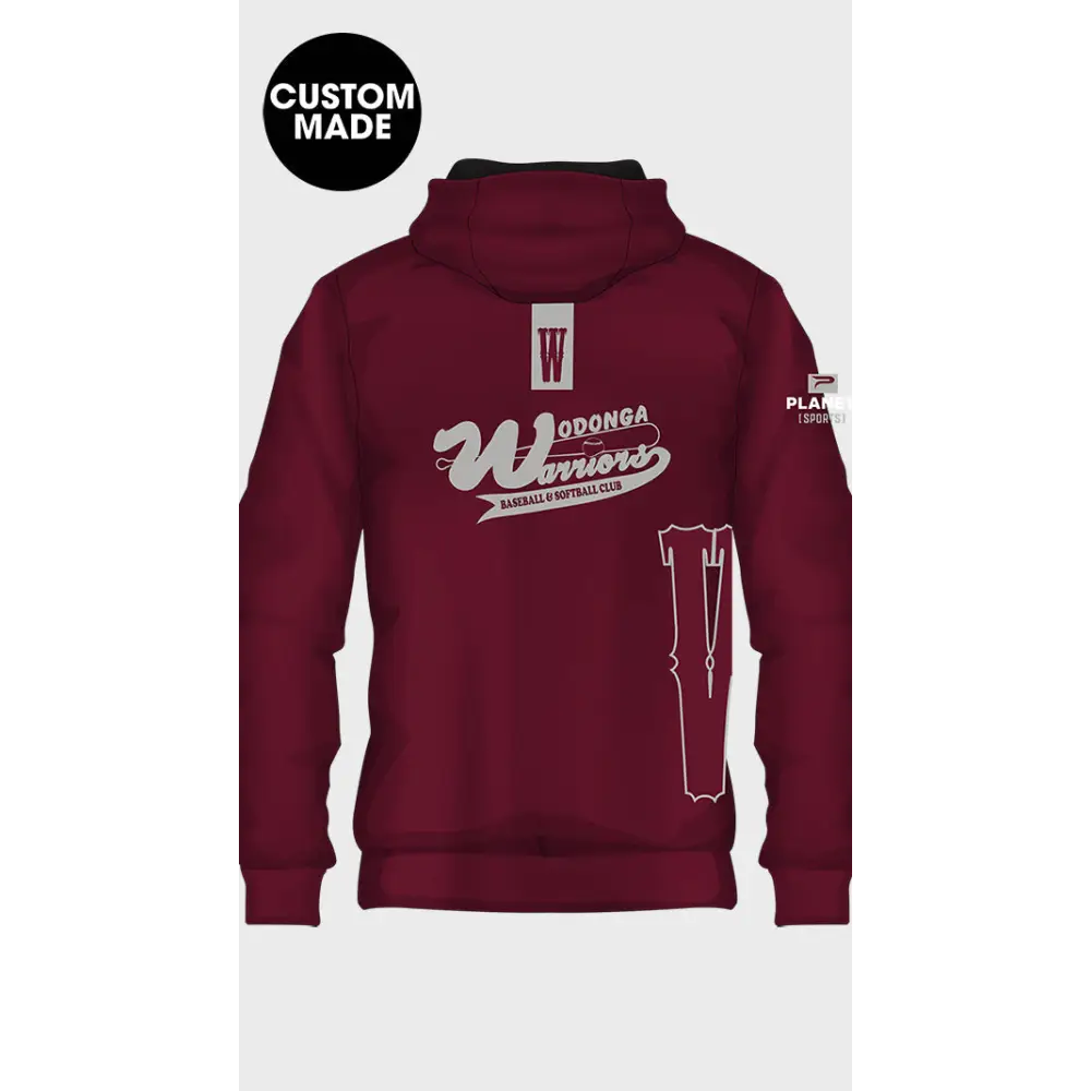 Maroon custom-made hoodie.