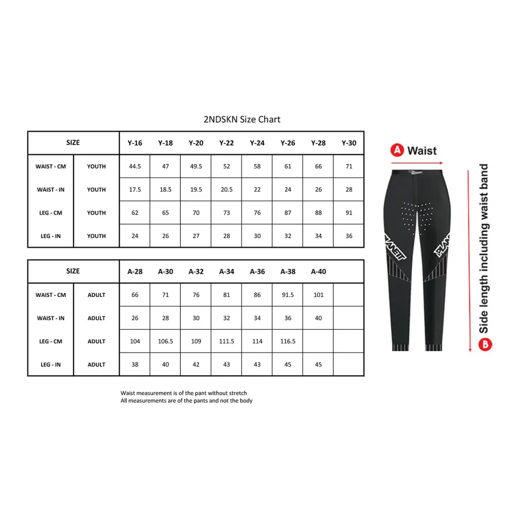 Clothing size chart.
