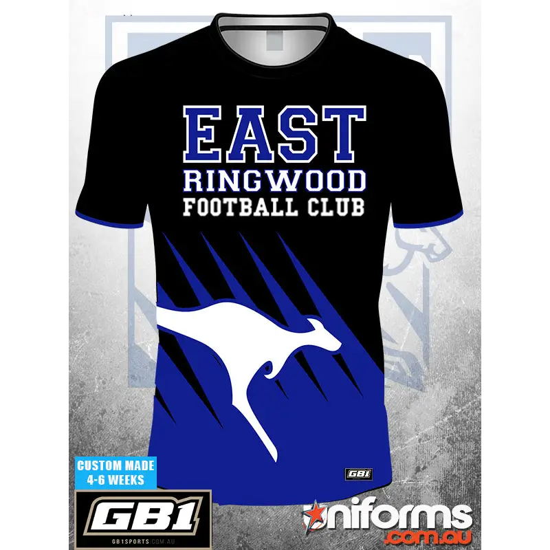 Black and blue football jersey.