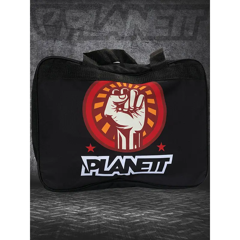 Black bag with fist logo.