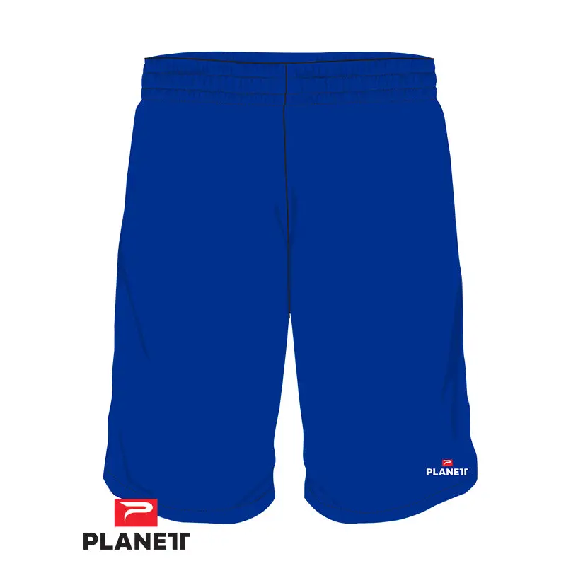 Blue athletic shorts.