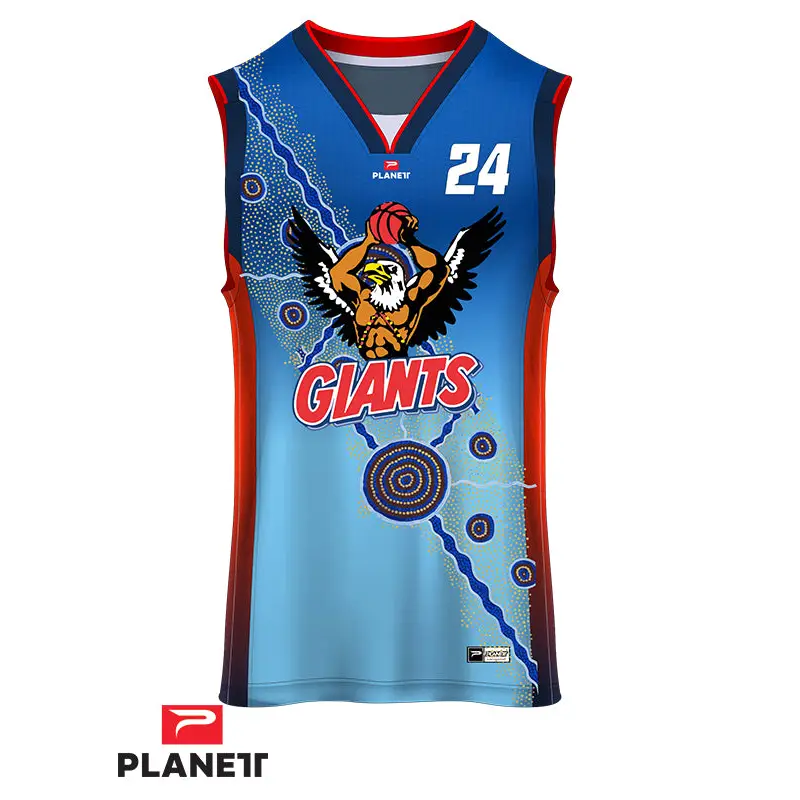 Basketball jersey with eagle and indigenous design.