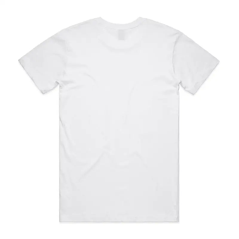 White short-sleeved t-shirt.