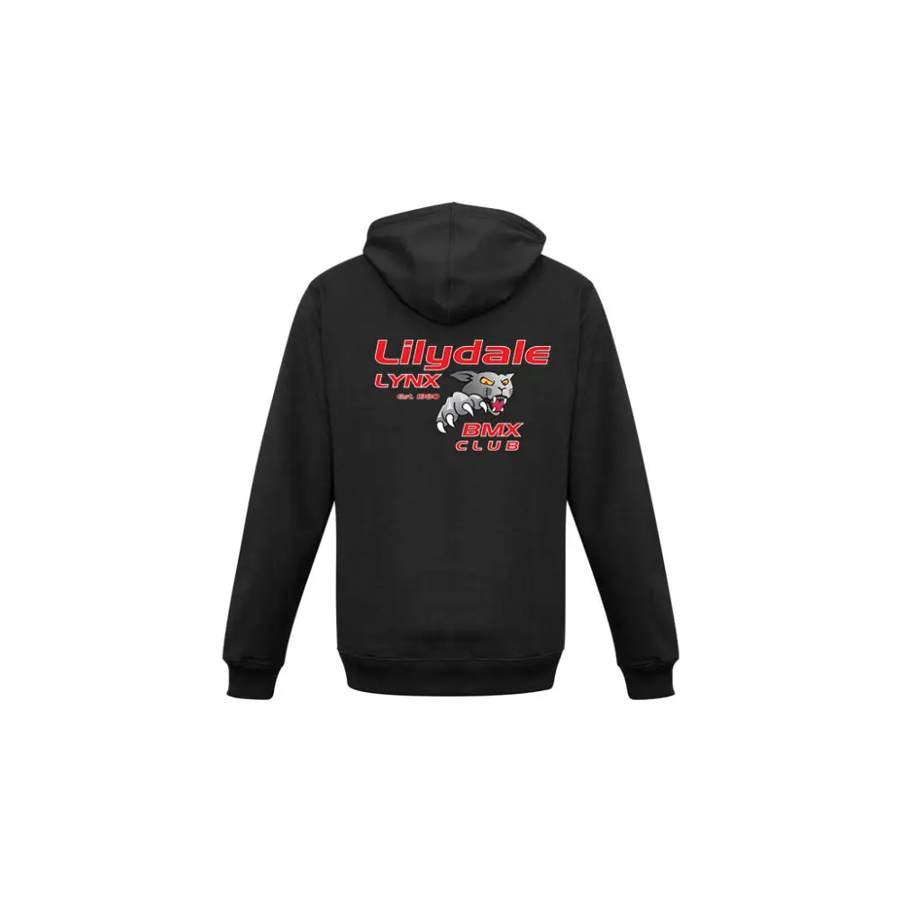 Black hooded sweatshirt.