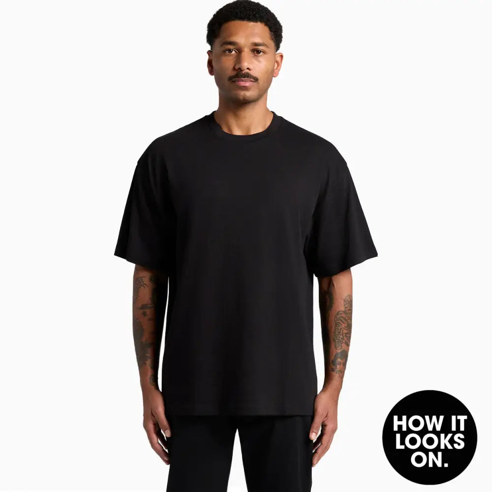 Black oversized t-shirt.