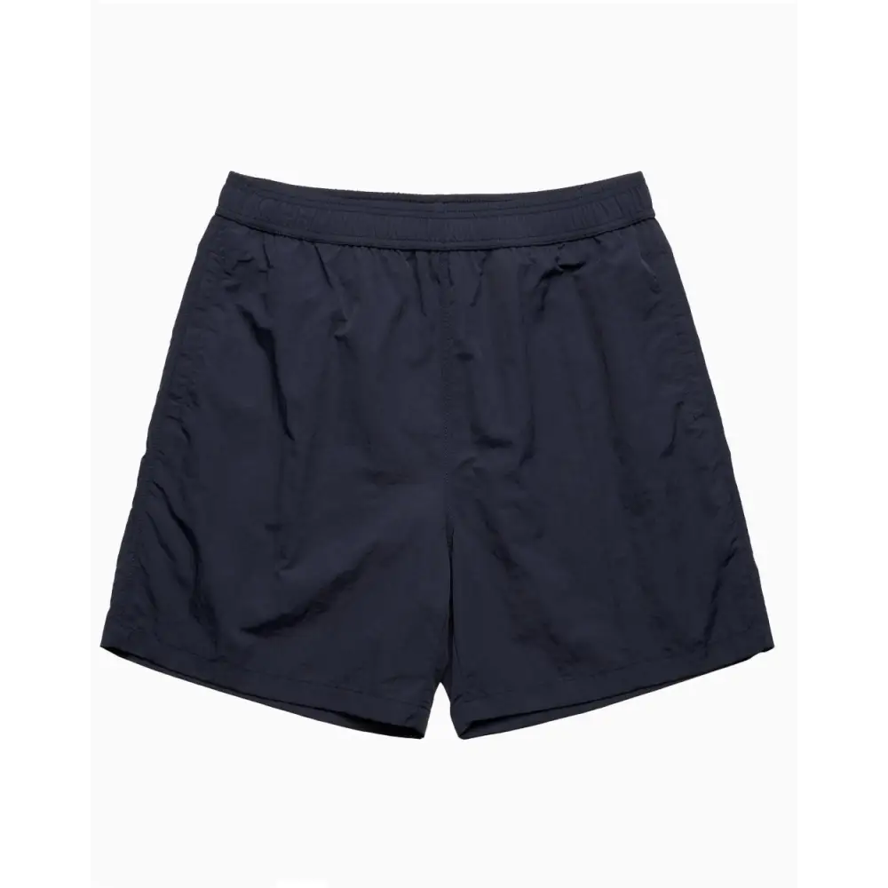 Dark blue athletic shorts.