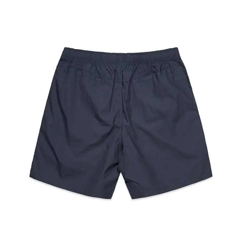 Dark blue athletic shorts.
