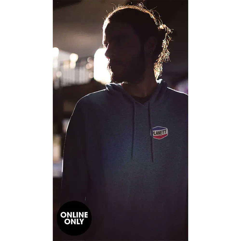 Man in a hooded sweatshirt.