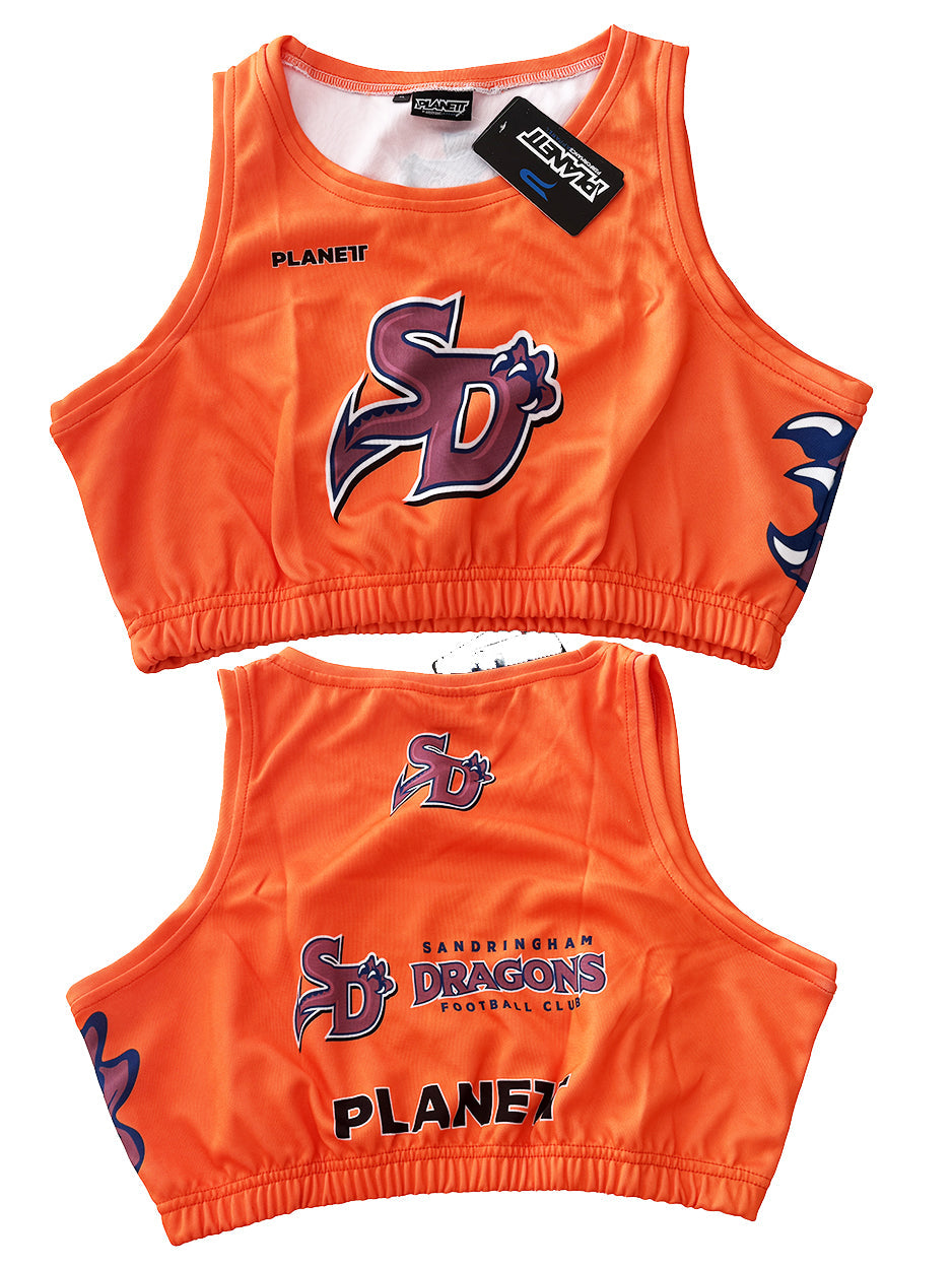 Orange Sandringham Dragons football club crop top.