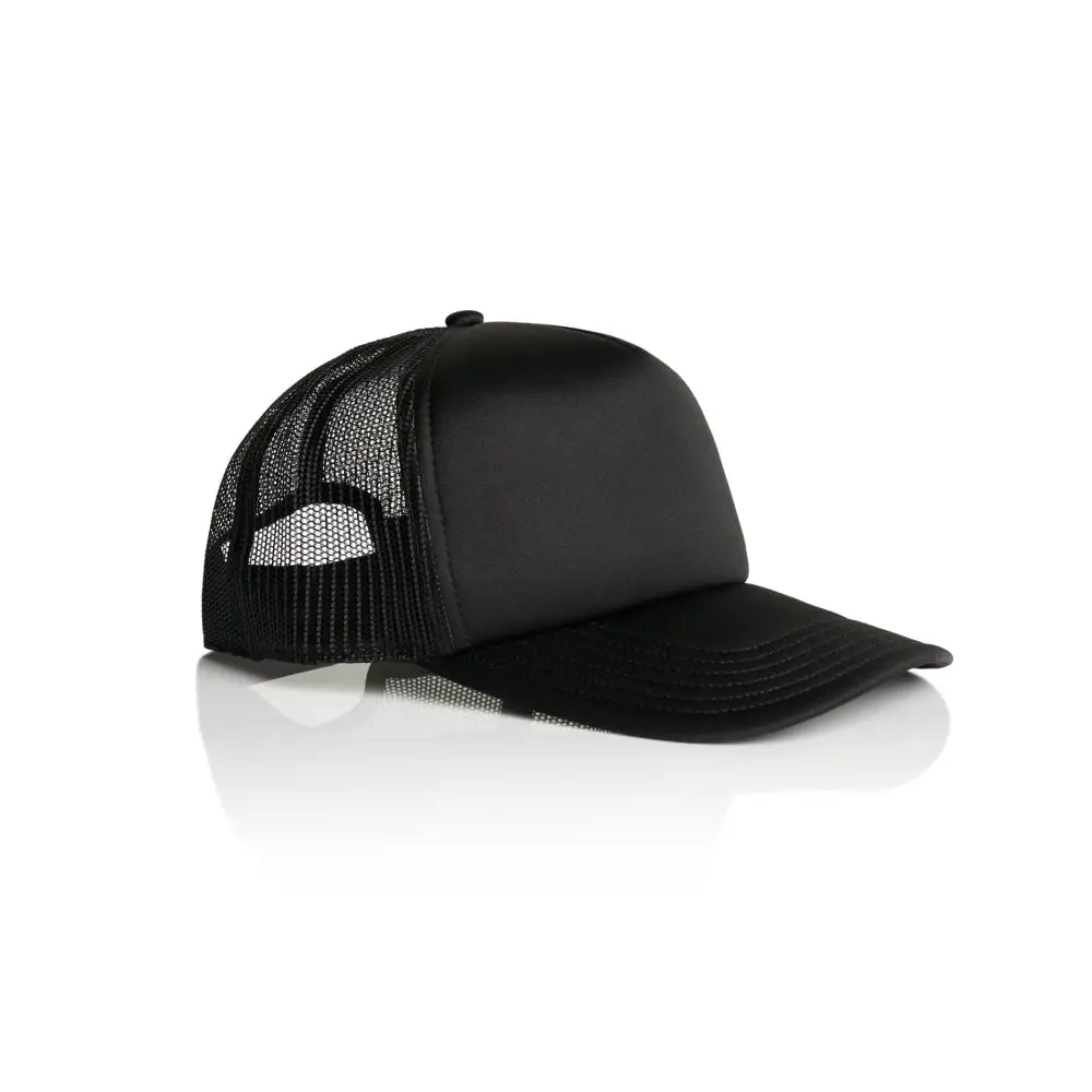 Black mesh trucker hat.