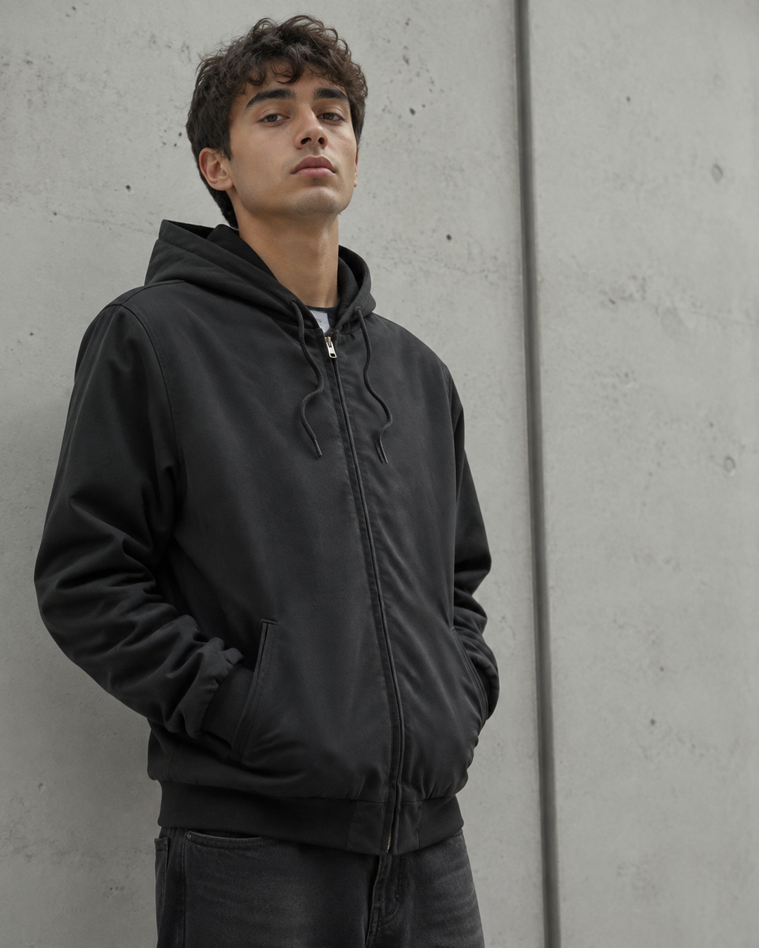 Canvas Bomber Hood Jacket | 5532
