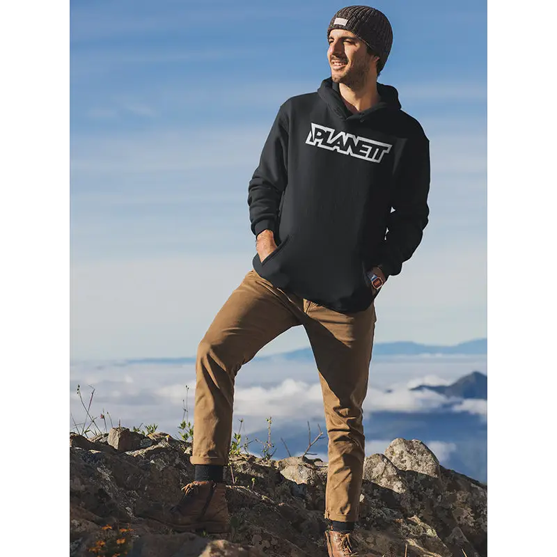 Man in black hoodie and brown pants.